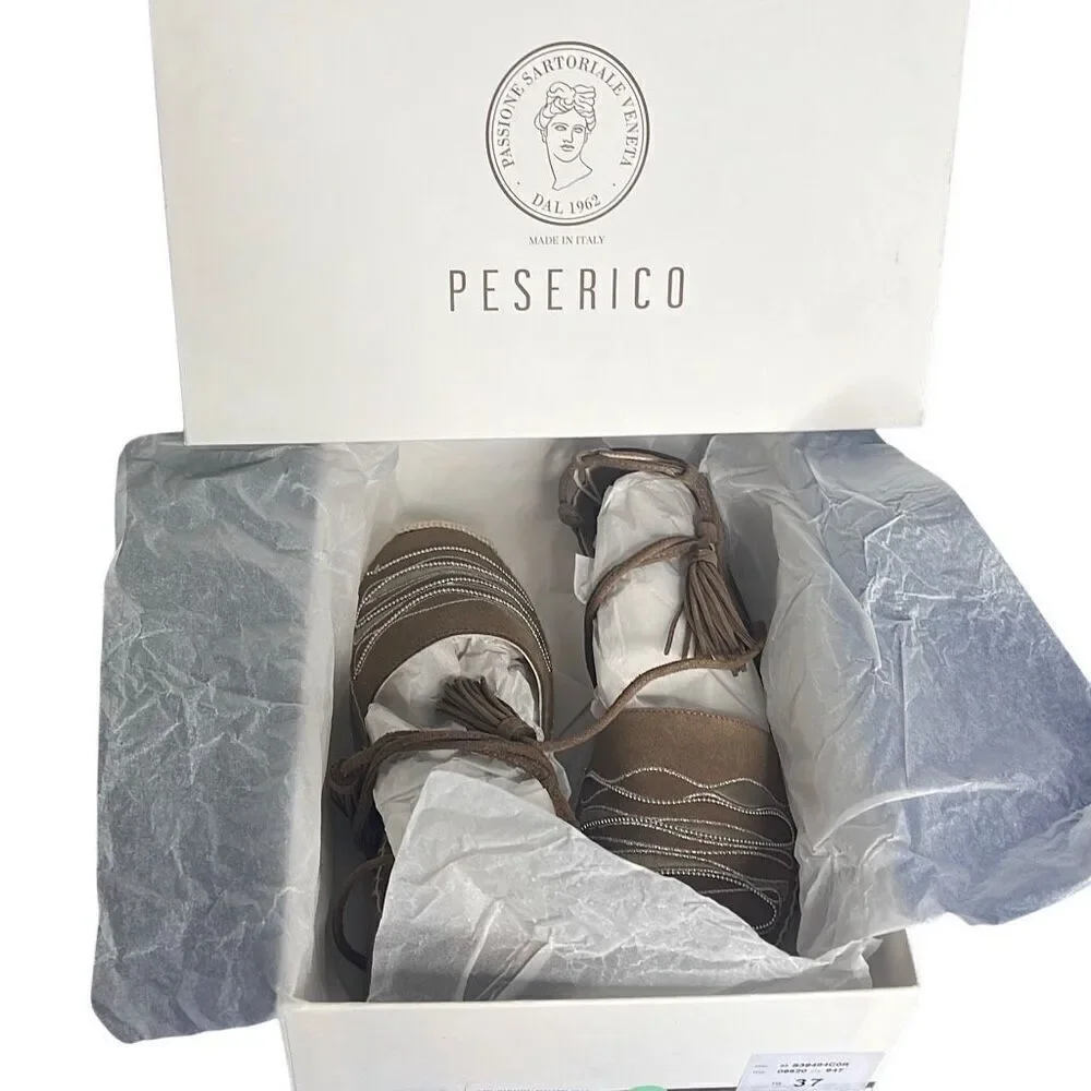 NIB Peserico Beige Suede Espadrilles